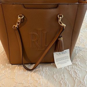 Ralph Lauren cognac tote bag . MSRP $365